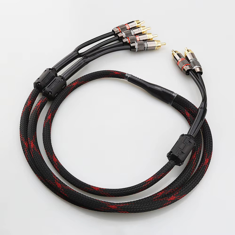 Audiocrast RCA Stereo Audio Splitter Y-Adapter Kabel Schwarz 2 auf 4 Stecker - Bild 4