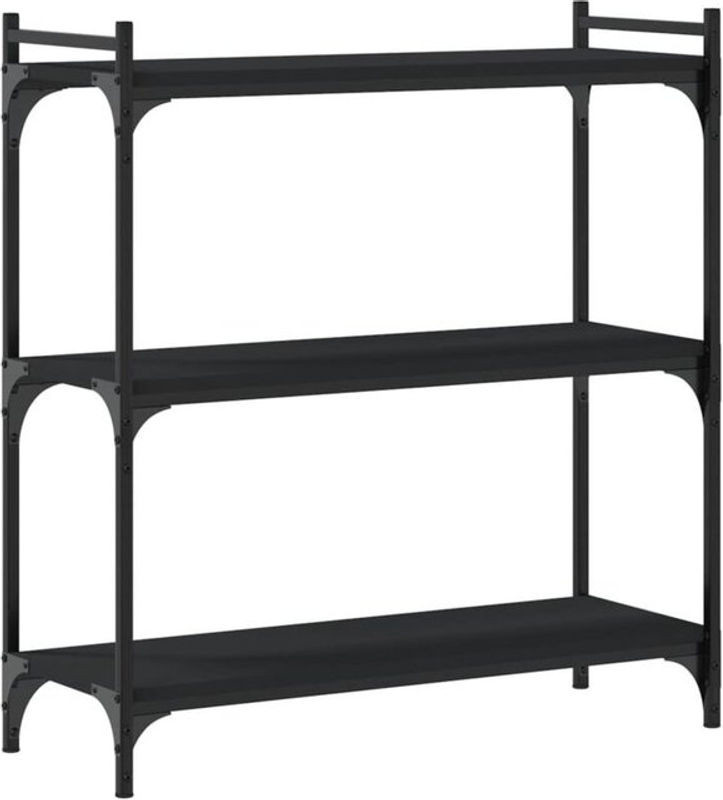 Bücherregal im Industrial Design von Vidaxl aus Holzwerkstoff und Metall, Schwarz, B: 80 cm, T: 30 cm, H: 86 cm - Bild 1