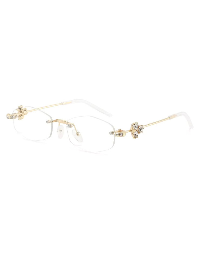 Julyrays Sonnenbrille, randlos, hexagonal, Metall, Gold, Grau, Damen - Bild 3