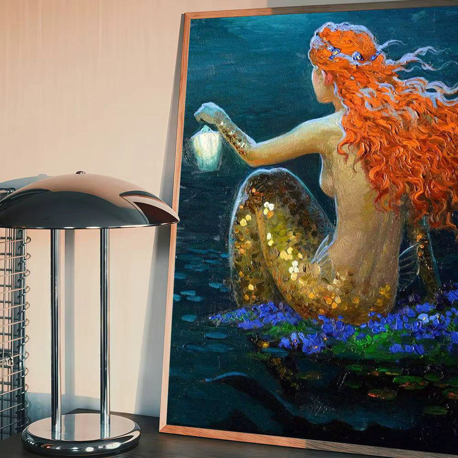 Victor Meerjungfrau Kunst Poster Whitepaper Wandkunst Malerei in Weiß ohne Rahmen - Bild 5