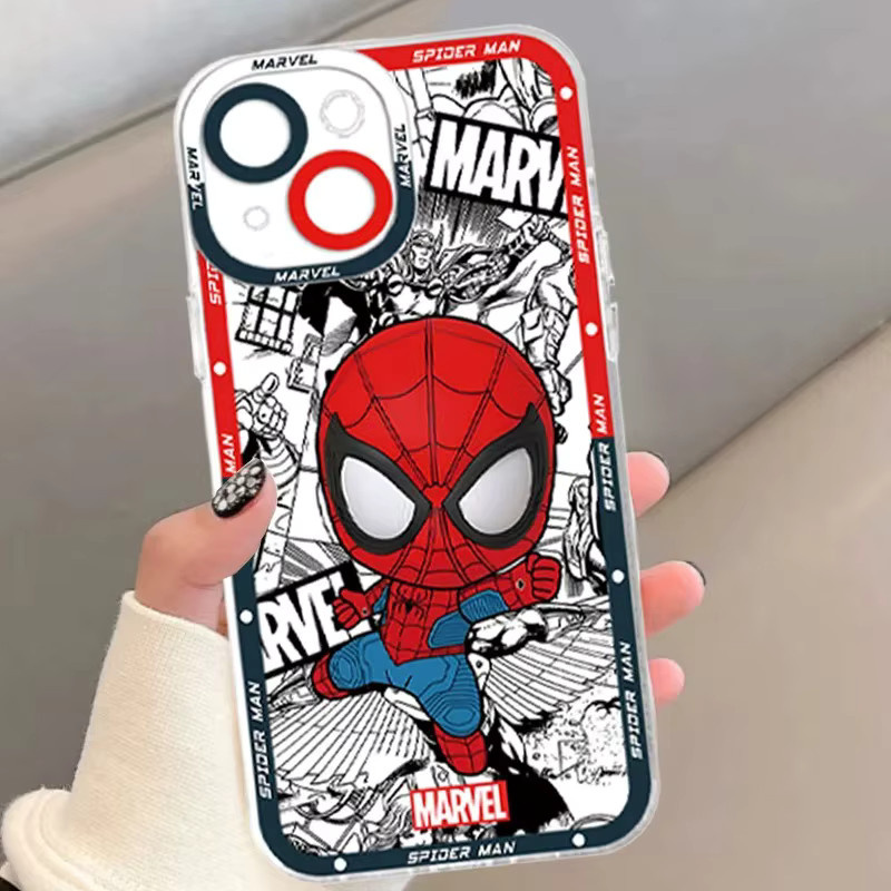 Spider-Man Superhelden Handyhülle für Apple iPhone 17 AIR 16E 15 14 13 12 Mini Pro Max Plus Transparente Weiche Schutzhülle im Comic-Stil - Bild 1