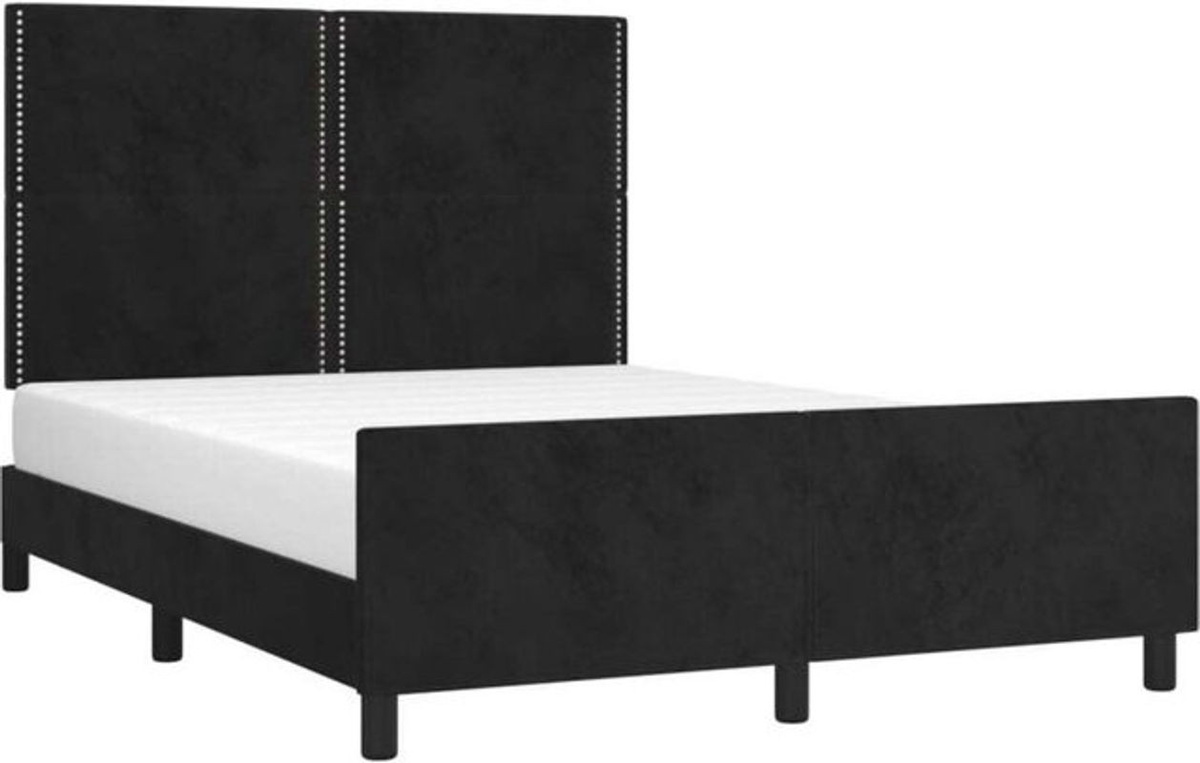 Vidaxl Polsterbett aus Samt und Holzwerkstoff in Schwarz, B/T/H: 140 x 190 cm - Bild 1