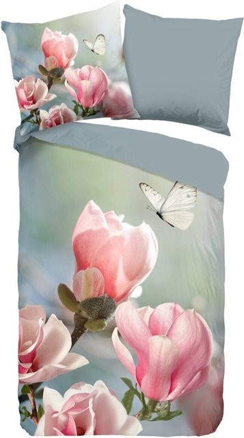 Baumwoll Bettwäsche Close Multi Good Morning mit floralem Design in Mehrfarbig und Pink, B/L: 135 x 200 cm und 80 x 80 cm - Bild 1