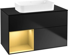 V&B Waschtischunterschrank Finion in Blau Lacquer, Breite: 100 cm, Tiefe: 60,3 cm - Bild 1