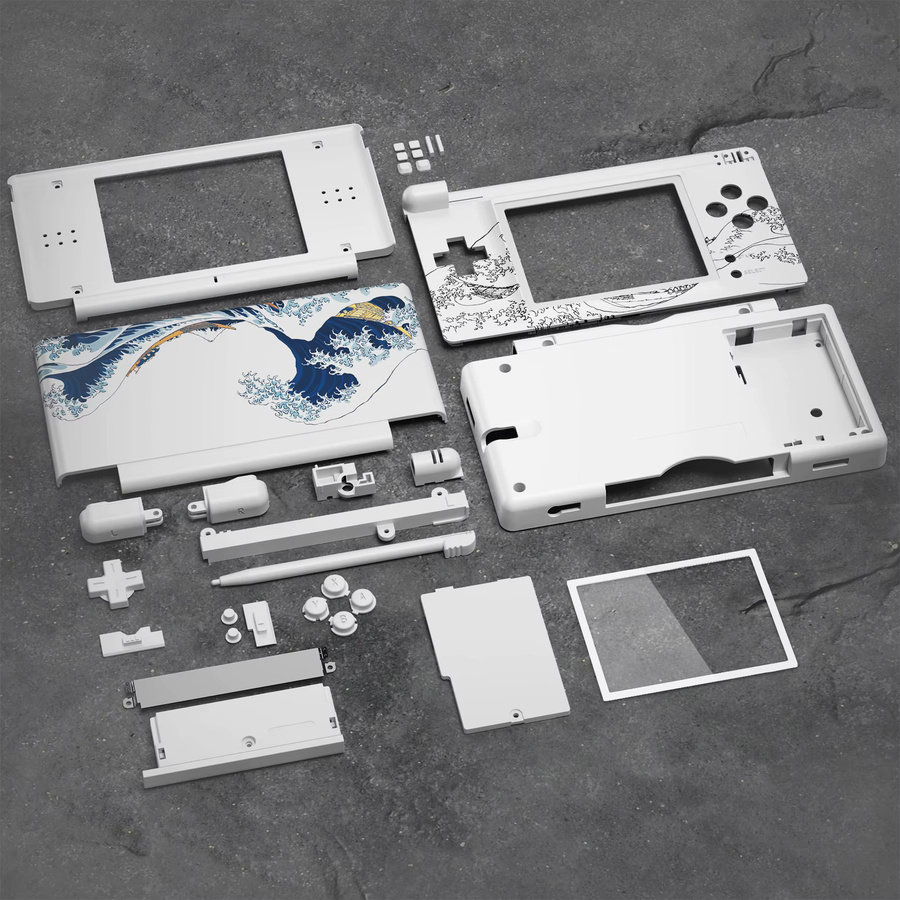 eXtremeRate Ersatz-Vollgehäuseschale für Nintendo DS Lite mit Tasten und Bildschirmlinse im Design The Great Wave, Multicolor - Bild 3