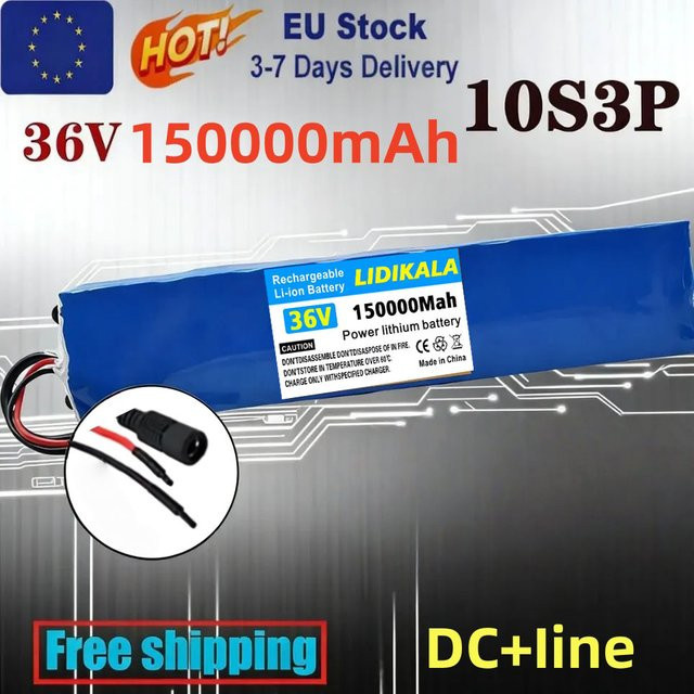 M365 36V Akku 150Ah Kick 10S3P 18650 Akkupack für Scooter mit BMS in Blau - Bild 1