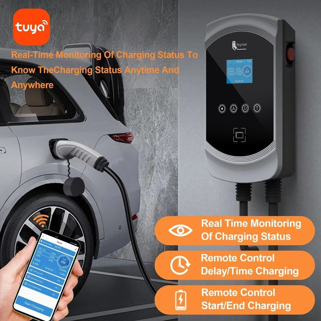 Feyree EV Wallbox Ladegerät 7,6 kW mit App-Steuerung, Type 2 Anschluss, Weiß - Bild 1