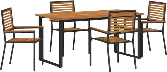 vidaXL Garten Essgruppe 5-teilig aus Akazien-Massivholz in Schwarz - Bild 1