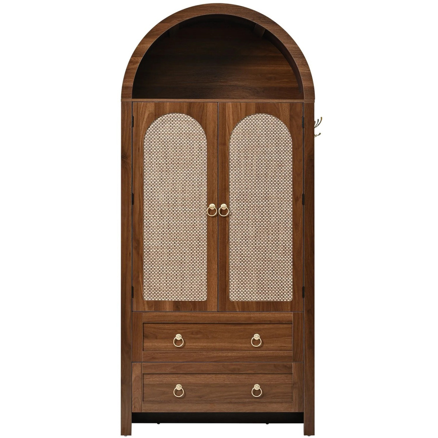 okwish Sideboard im Mid-Century Design mit Doppelschubladen, Braun, B/T/H: 80 x 40 x 180 cm - Bild 2