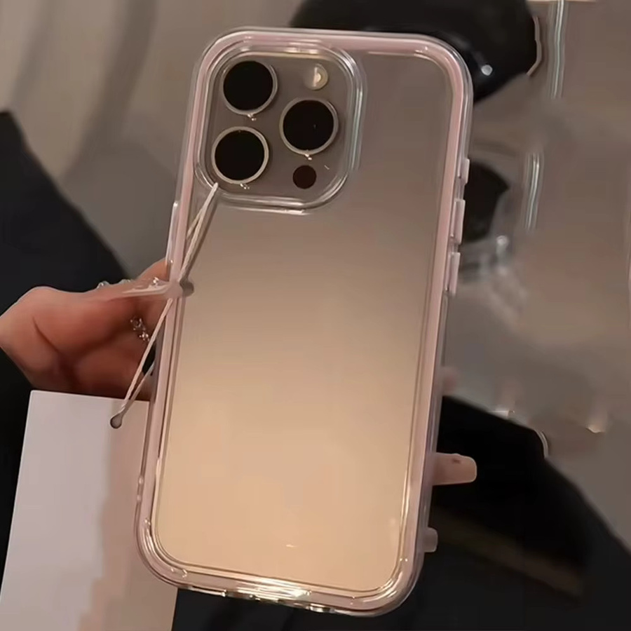 AKABEILA Stoßfeste Handyhülle mit farbigem Rahmen und transparentem Design für iPhone 18 17 Air Pro Max 16 15 14 13 12 11 in Pink und Multicolour - Bild 3