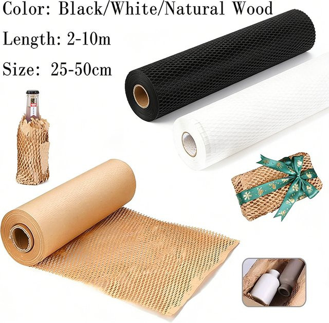 Braunes Wabenpapier für Polsterung und Geschenkverpackung, Breite: 25 mm, Länge: 10 m - Bild 1