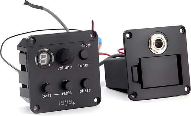 Fishman ISYS+ Onboard Vorverstärker für akustische und klassische Gitarren mit Piezo Pickup und Tuner in Schwarz - Bild 1