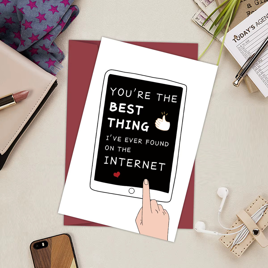 Lustige Jubiläumskarte für deine Freundin zum Valentinstag mit kreativem Internet-Dating-Design - Bild 3