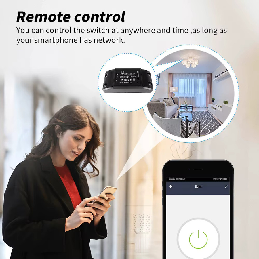 Szaoju Universeller WLAN Smart Lichtschalter mit Timer-Funktion, kompatibel mit SmartLife App, Alexa und Google Home, drahtlose Fernbedienung für dein Smart Home - Bild 3