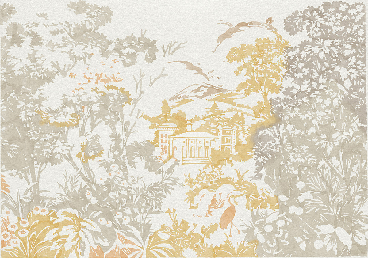 Coordonné Wandteppich Neo-Tapestry Floral in Terra Multicolor - Bild 1