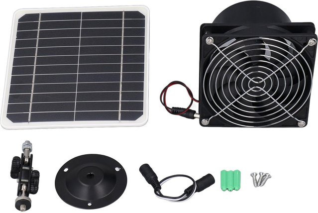 TOMTOP JMS Solarbetriebener Abluftventilator 50W 12V mit Monokristallinem Silizium Solarmodul in Schwarz - Bild 1