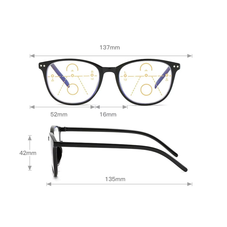 Multifokale Progressive Lesebrille Retro, Vollrand, Kunststoff, Unisex - Bild 2