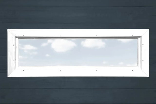 Weka Einzelfenster für Gartenhäuser aus Holz und Glas in Weiß, B: 125 cm, H: 40 cm, passend für Wandstärken von 21 bis 28 mm - Bild 1