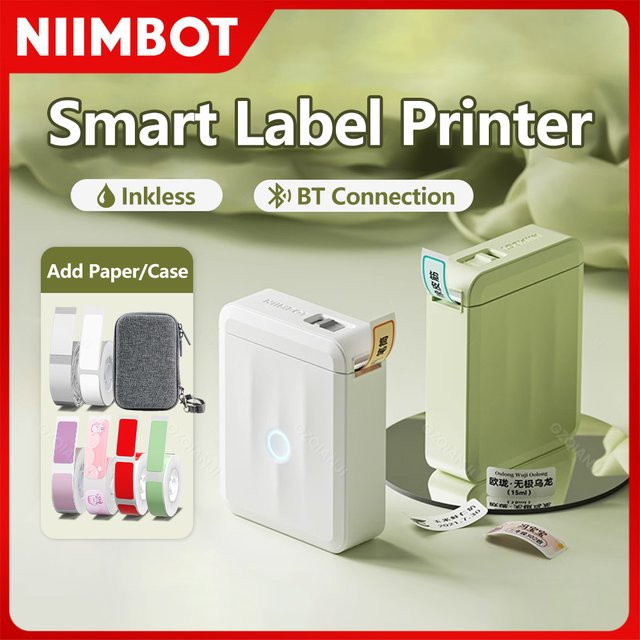 Niimbot D110 Bluetooth Mini Etikettendrucker, tragbarer thermischer Etikettendrucker ohne Tinte in Weiß - Bild 1