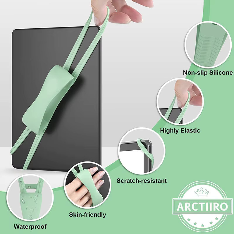 Weiche Silikon-Handschlaufe für E-Book-Tablets als bequemer Fingergriffhalter in Schwarz oder Grün - Bild 5