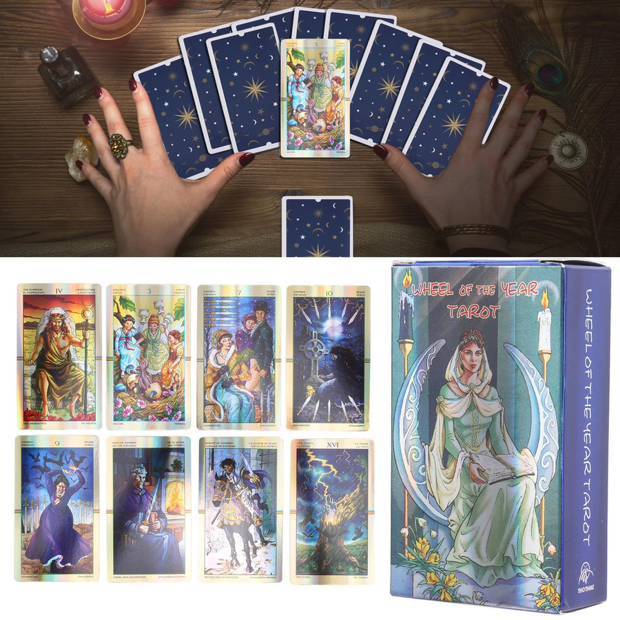 Neoglint Tarotkarten Deck Schicksal Wahrsagerei Hologrammpapier Englisch - Bild 5
