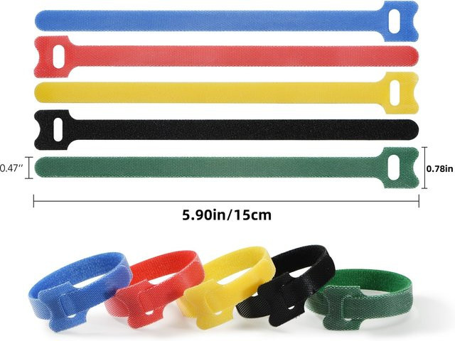 ELECAPITAL Wiederverwendbare Kabelbinder aus Kunststoff, 50 Stück, Mehrfarbig, Länge: 15,2 cm - Bild 1