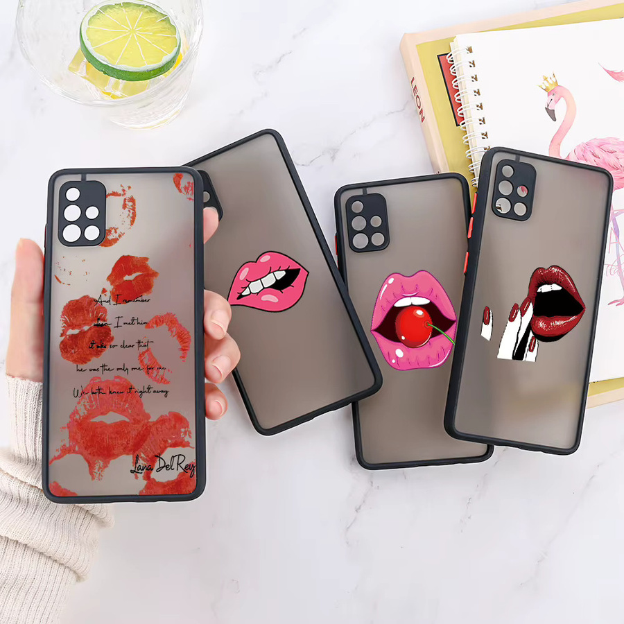 Handyhülle mit rotem Lippen-Design für Samsung Galaxy S24 S23 S22 Ultra A54 5G A34 A53 A52 A33 A32 A23 A14 A72 A05s S21 FE S20 in Rot - Bild 1