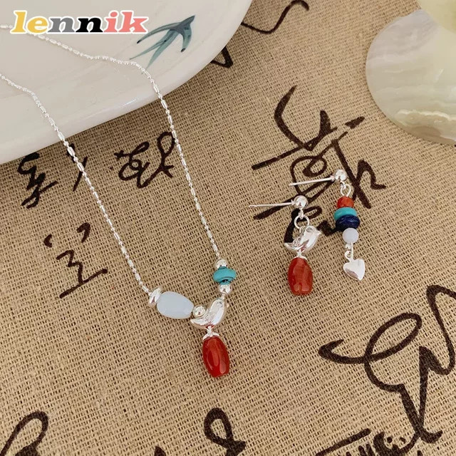 LENNIK Schmuckset, Halskette und Ohrringe, Kupfer, Jade, Damen - Bild 1