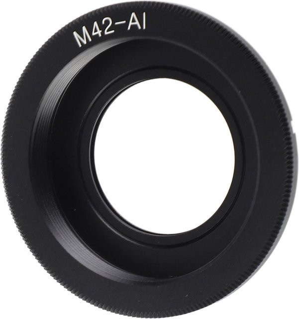 Koogeelife M42-AI Objektivadapter aus Legierung und optischem Glas für M42 Schraubobjektive an AI Bajonett Kameragehäuse, Schwarz - Bild 1