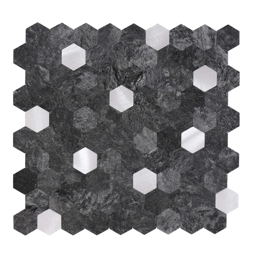 Dalsys Selbstklebende Mosaikfliesen Hexagon in Anthrazit und Silber, 0,88 m² (11 Stück) - Bild 2