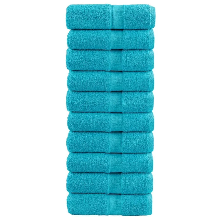 vidaXL Premium-Gästetücher 10er Set aus 100% Baumwolle in Türkis, 600 g/m2, B/H: 30 x 50 cm - Bild 2