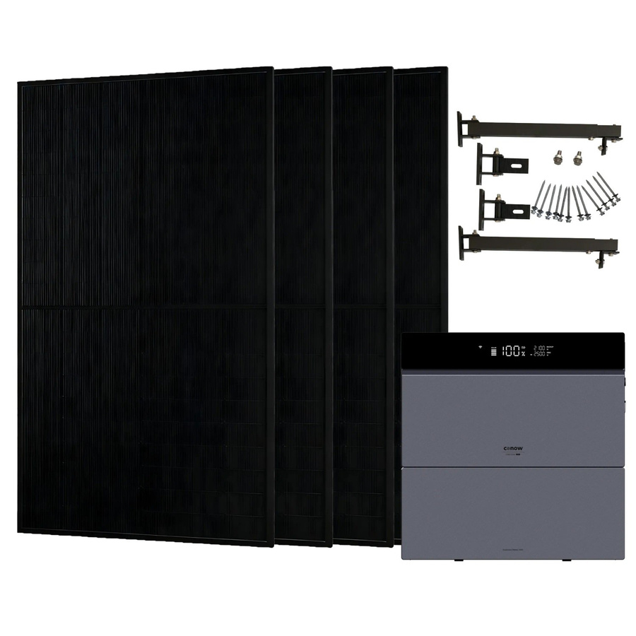 Conow CBE2000 Pro Balkonkraftwerk 1820W mit Flachdach-Halterung und CBE2000 Erweiterungsakku in Schwarz/Grau - Bild 2