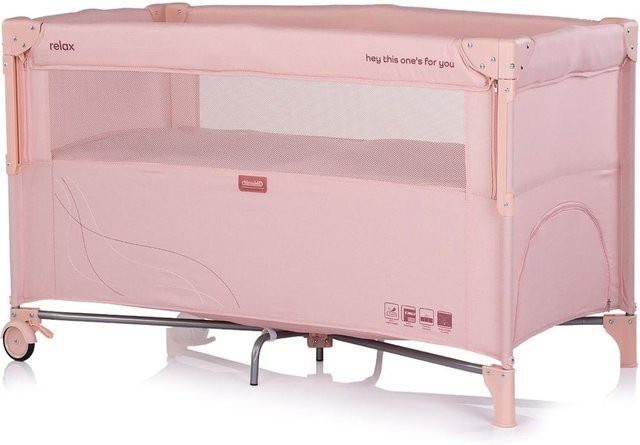 Chipolino Reisebett Relax aus Leinen in Pink, faltbar mit 2 Ebenen, Tasche und Rädern - Bild 1