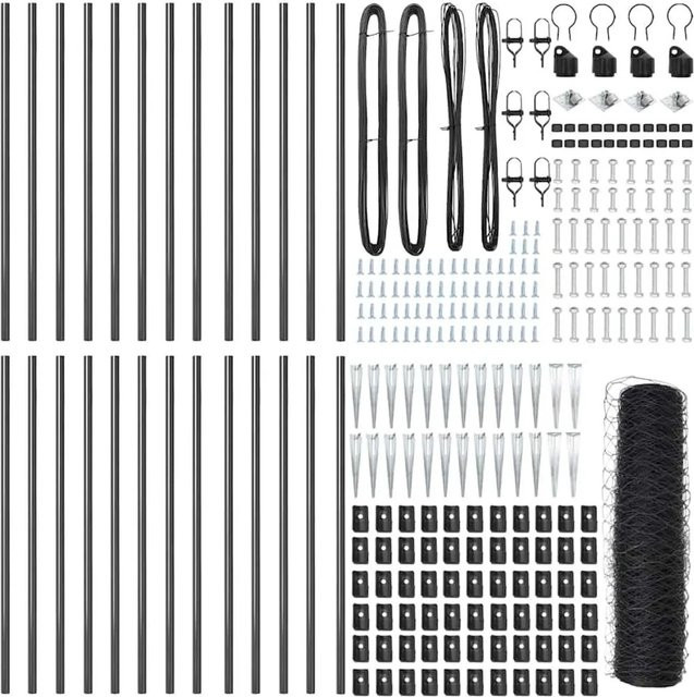 vidaXL Maschenzaun aus Stahl und PVC in Grau, B: 100 cm, H: 100 cm - Bild 1