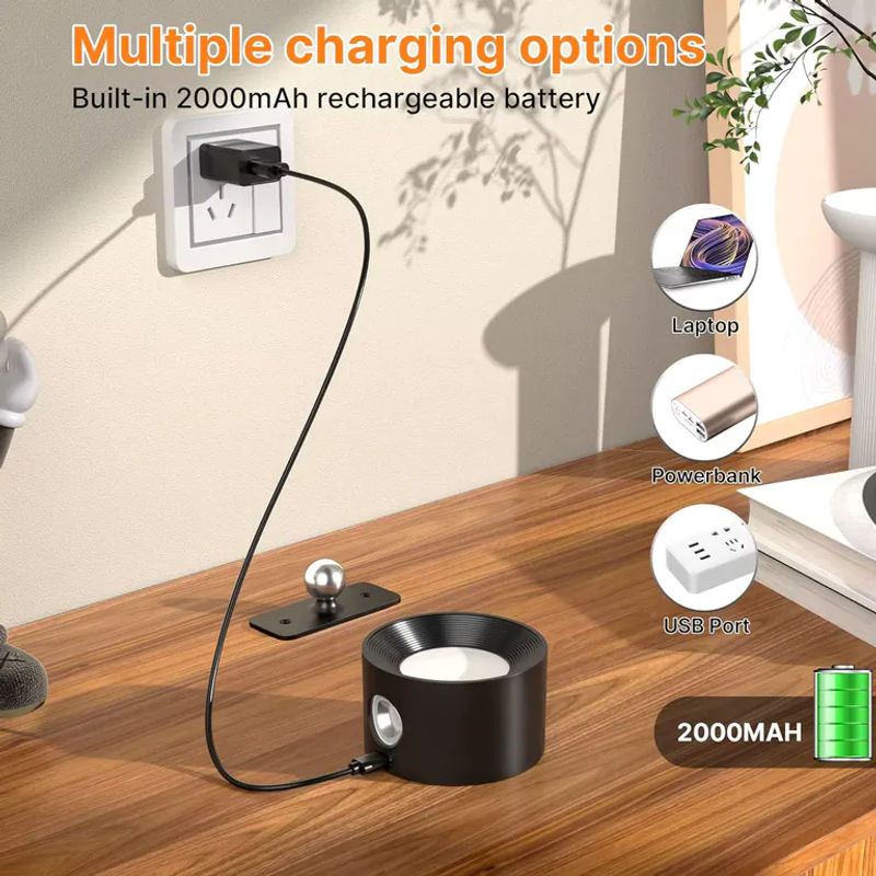 Dimmbare LED Wandleuchten mit Fernbedienung, Wiederaufladbare Magnetische Nachtlampe mit 3 Farbtemperaturen und 360 Grad Rotation - Bild 4