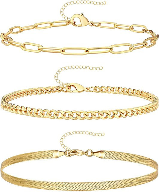 DAIPAN Fußkettchen Set, Edelstahl, Gold, Damen - Bild 1