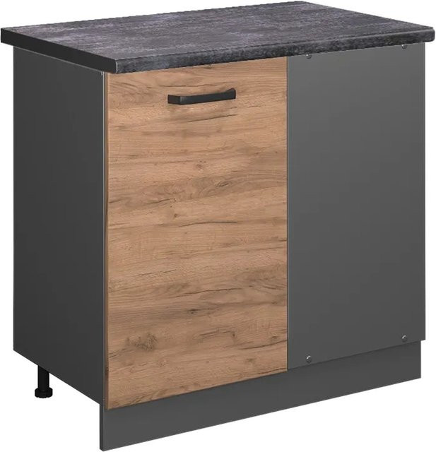 Vicco Eckunterschrank R-Line Goldkraft Eiche Anthrazit modern mit Scharniertüren B/T/H: 86 x 60 x 81,6 cm - Bild 1