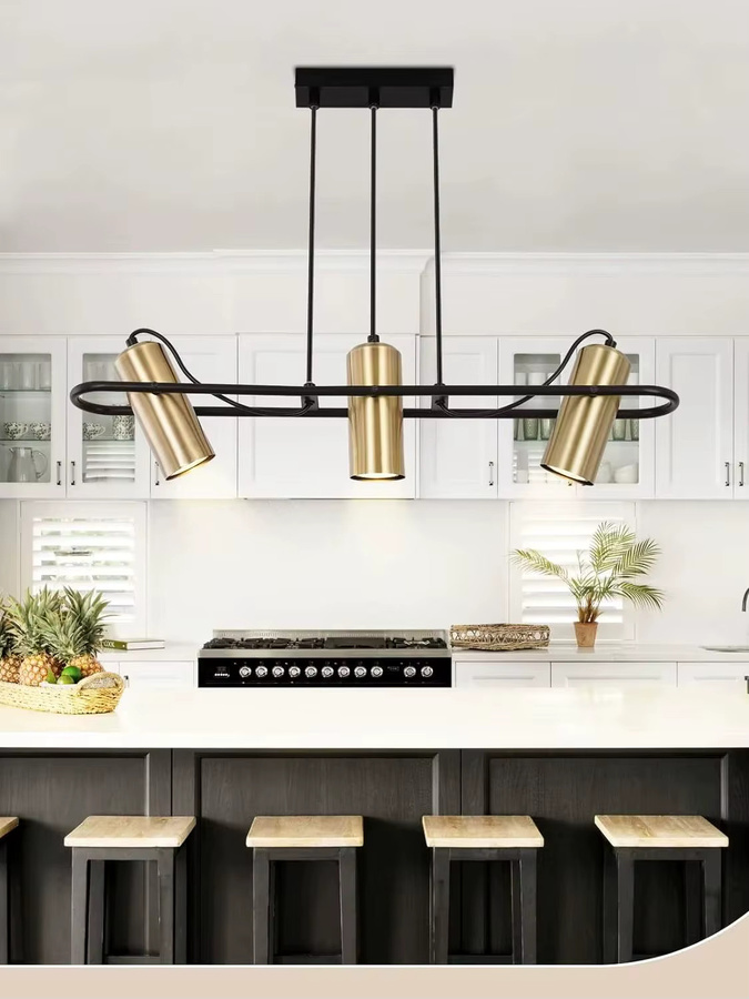3-flammige Vintage Pendelleuchte im Industrial Design für Esszimmer, Küche oder Wohnzimmer, Gold/Messing, GU10, ohne Leuchtmittel - Bild 5