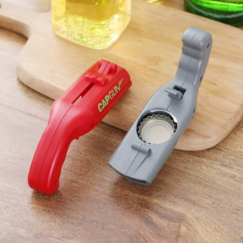 RONLOOL Tragbarer Flaschenöffner in Pistolenform aus Kunststoff in Grau und Rot - Bild 2