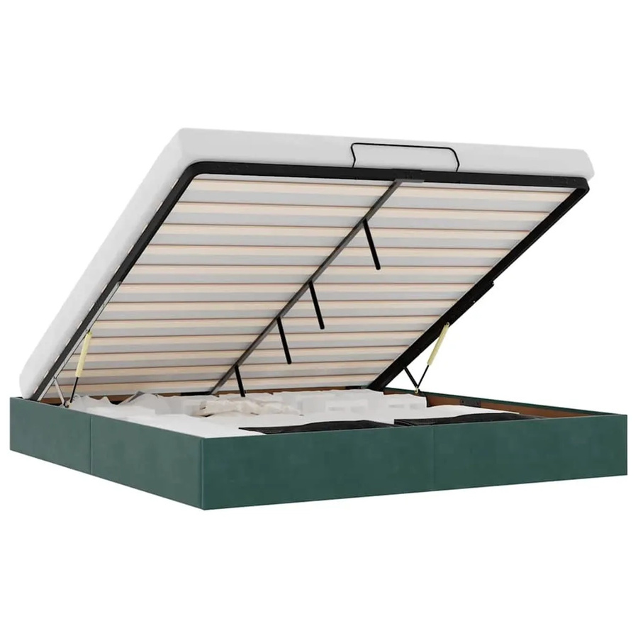 vidaXL Ottoman-Bett aus Samt in Dunkelgrün mit Lift-up-Funktion, B/T: 180 x 200 cm - Bild 2