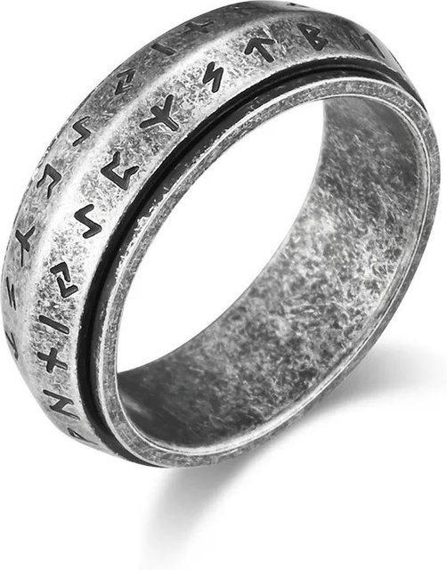 DR-Jewelry Spinner Ring, Edelstahl, Wikinger Runen, Herren, 8 mm, gray - Bild 1