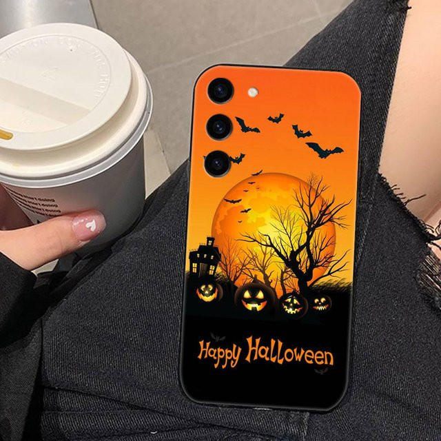 Halloween Kürbis und Fledermaus Handyhülle für Samsung Galaxy S26 S25 S24 S23 S22 S21 S20 Ultra Plus FE Lite in Orange - Bild 1