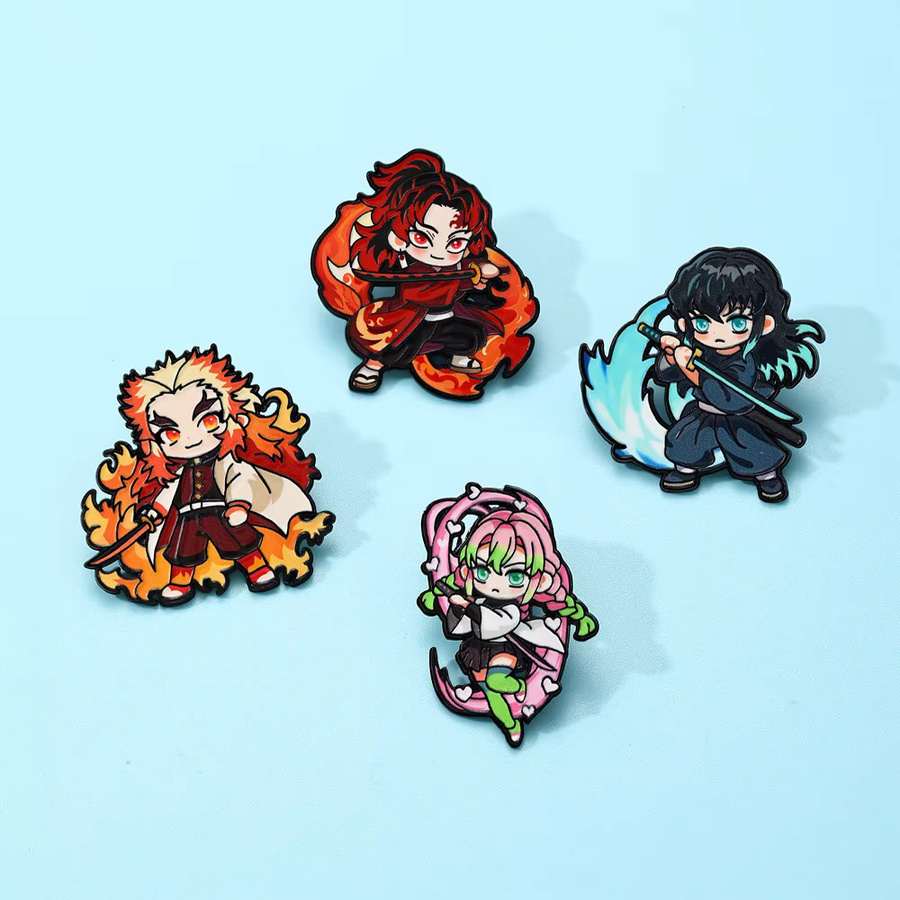 Bandai 4er-Set Demon Slayer Rengoku Kyojuro Emaille-Pins, Bunt - Bild 3