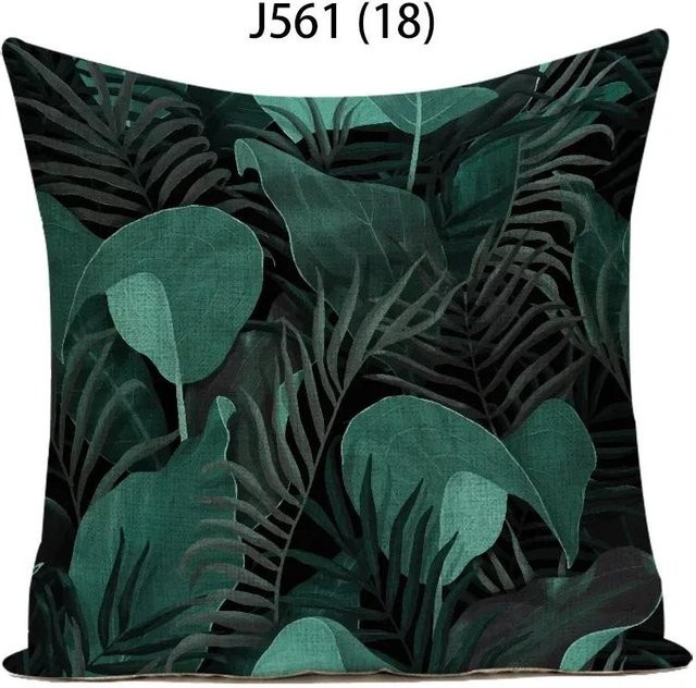 Kreativer Kissenbezug mit abstraktem botanischem Kunstdruck in Rosa und Grün, B/B: 45 x 45 cm - Bild 1