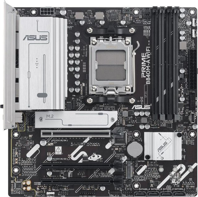 Asus PRIME B840M-A WIFI Mainboard Micro-ATX mit AMD B840 Chipsatz, Socket AM5, DDR5, Wi-Fi 6E, Bluetooth und 2,5 Gigabit LAN in Schwarz - Bild 1