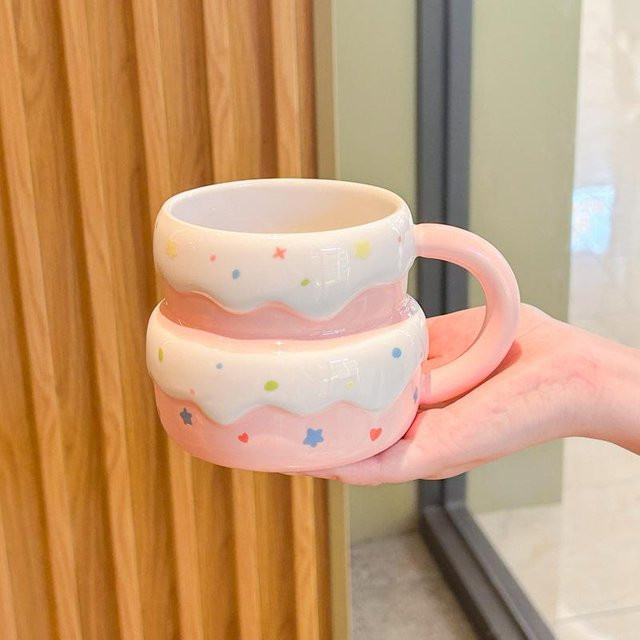 Yiran toy 1 Keramiktasse mit Deckel Häschen Design in Pink, 450 ml - Bild 1