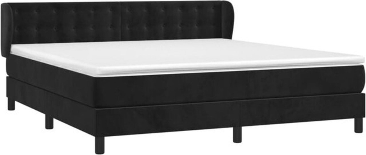 Vidaxl Boxspringbett mit Matratze aus Samt in Schwarz B/T/H: 180 x 200 x 88 cm - Bild 1