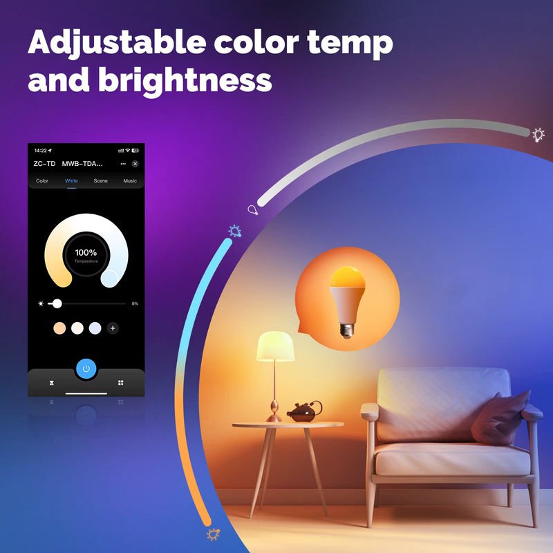 MOES Smart Matter LED-Birne E27 mit 14W, RGB Multicolor, WiFi und Zigbee, Tuya App-Steuerung mit Musiksynchronisierung und 16M Farben - Bild 2