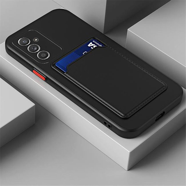 Handyhülle mit Kartensteckplatz für Samsung Galaxy A55 5G A54 A53 A52s A34 A33 A32 A16 A15 A14 A13 A12 A51 A26 A36 in Schwarz - Bild 1