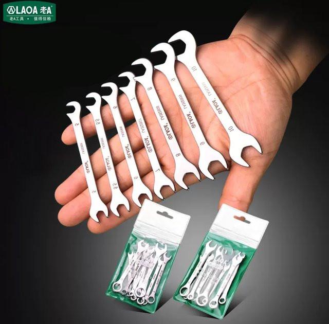 LAOA Mini Doppelendiger Schraubenschlüssel Offener Schraubenschlüssel in Silber, 5mm-11mm - Bild 1